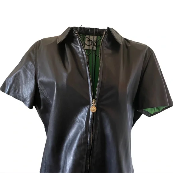 Versace Medusa Black Leather Top Size 10 USA Limited Edition Medusa Bondage 2002 - Picture 4 of 13